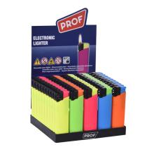Display de 50 encendedores desechables.  Bi-color rubber touch electrónico.
