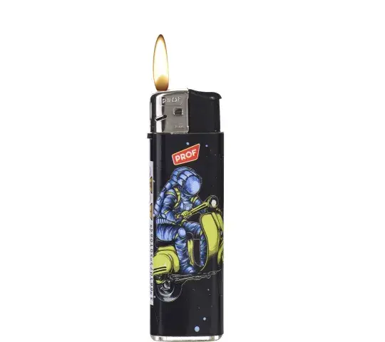 Display de encendedor electrónico decorado Prof.  Modelo: Astronaut.  50 unidades.  Medida unidad 2.3cm x 8.1cm.