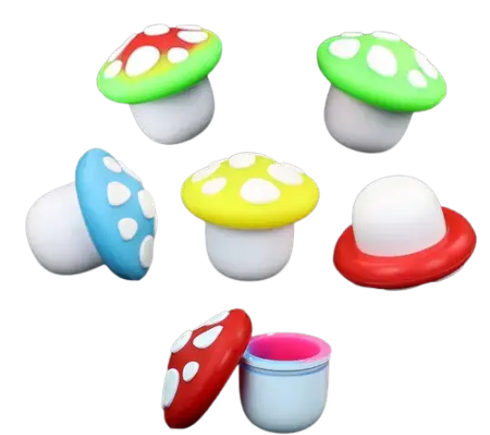 Pack de 10 siliconas de 5ml con forma de seta.  Colores surtidos.