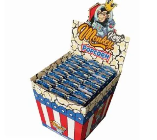 Impregna tus dedos de olor a palomitas con los divertidísimos monkey pop corn.  24 booklets x 32 leaves king size slim + 32 filters tips.