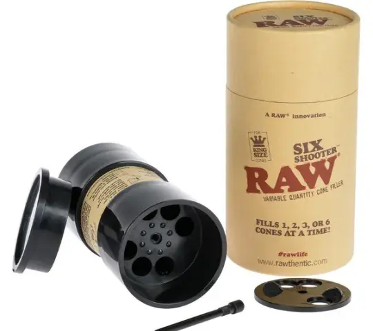 Con RAW six shooter puedes rellenar 6 conos tamaño king size slim simultáneamente ¡¡en 5 minutos aproximadamente!!