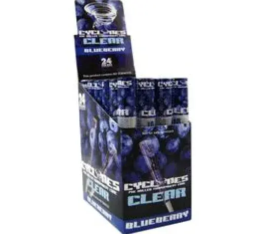 Display de 24 pre-rolled transparent cone - blueberry.  Este producto no contiene tabaco.