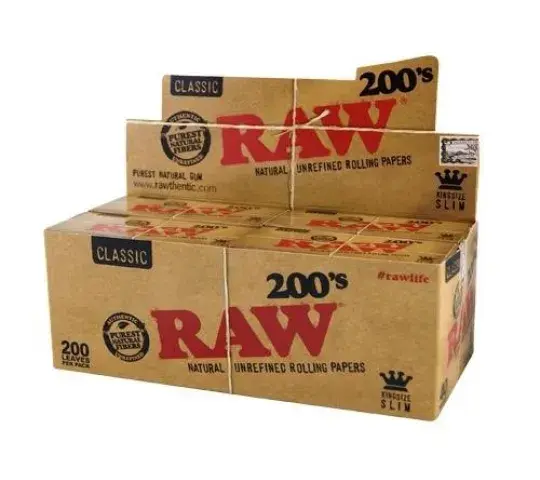 Display de 40 libritos x 200 hojas RAW tamaño king size slim.